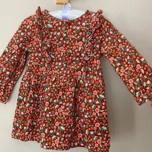 Toddler Girls Floral Ruffle Corduroy Long Sleeve Dress - Cat & Jack